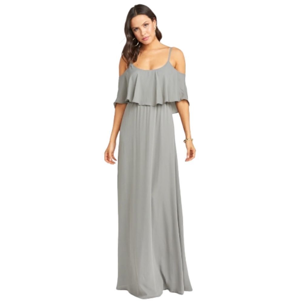 Show Me Your Mumu Caitlin Formal‎ Maxi Soft Charcoal Bridesmaid Dress Size Small